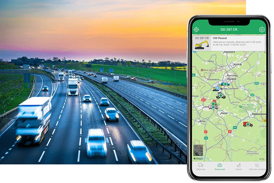 Application mobile iOS et Android de suivi de flotte sur la route